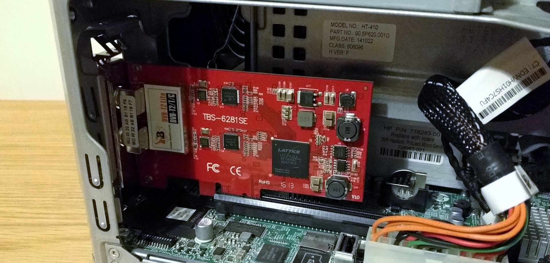 Internal view of installed card
