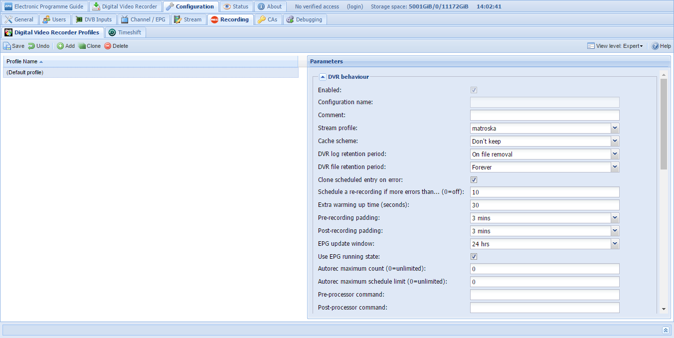 Recording configuration