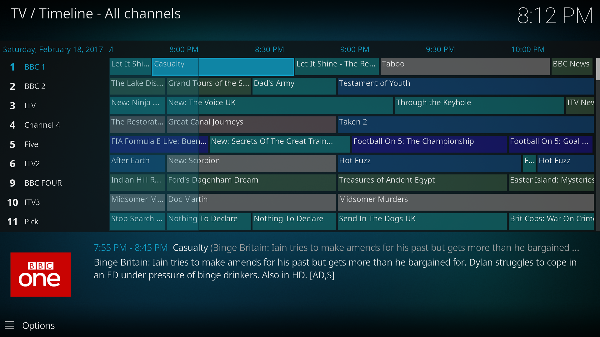 Kodi's EPG